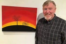Ron Summers, a local artist who has been painting for 12 years, is showcasing his work at Eptek Centre in Summerside as part of the Kensington Art Co-op's exhibition titled After the Storm: Embrace the Change. The collective work explores the impact of Hurricane Fiona on P.E.I. and features paintings by various artists. The display will remain until Feb. 10. Summers approached the theme for the show by focusing on the loss that some people experienced in the wake of post-tropical storm Fiona. He chose to express his feelings by painting two trees, representing two brothers who grew together for many years and were suddenly separated. Summers was particularly fascinated by the silhouette of these two trees. Contributed