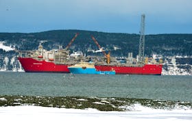 The Terra Nova FPSO sits in Conception Bay after arriving back in the province following a refit in Spain.

Keith Gosse/The Telegram