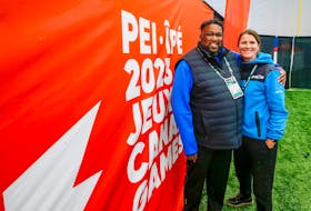 Prince Edward Islanders Andrew Paris, left, and Lori Lancaster are part of Team Nova Scotia at the 2023 Canada Winter Games in Prince Edward Island. Lancaster, who is from Charlottetown, is chef de mission while Paris, who is from Summerside, is a mission staff member. Len Wagg • Special to The Guardian