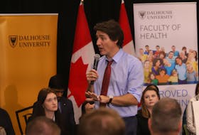 Prime Minister Justin Trudeau  responds to a student's question, during a"town hall" style q'na, with students at the  Faculty of Health at Dalhousie University in Halifax Thursday Febraury 23, 2023.

TIM KROCHAK PHOTO