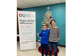 Kade Blakely (left) was diagnosed with 22q 11.2 deletion syndrome at 9 years old. Now, him and his family raise awareness and encourage people to donate blood and plasma to help other patients who rely on Canadian Blood Services, like him. PHOTO CREDIT: Holly Farrell.