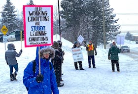 The MUNFA picket line at Grenfell Campus in Corner Brook on Thursday, Feb. 2.