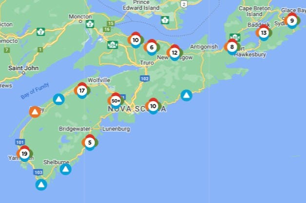 Over 22 000 Customers Without Power As Nova Scotia Hit By Extreme Cold   TCH 04022023 Outage Map 