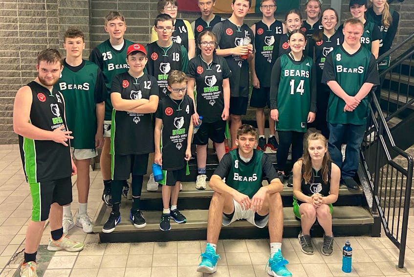 Members of the Breton Education varsity basketball teams posed for a photo with the members of the school’s Unified Sport squad during this year’s Coal Bowl Classic in New Waterford. CONTRIBUTED