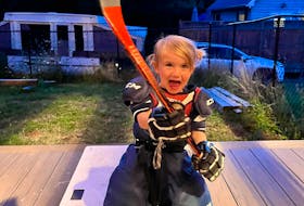 Xyla Levy, 4, of New Minas, N.S couldn’t have been more excited to don her hockey equipment in the fall of 2022. Contributed photo