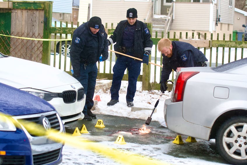 Halifax Regional Police officers attend the scene of a suspicious death on Lahey Road in Dartmouth on Sunday, Feb. 5, 2023. Ryan Taplin - The Chronicle Herald
