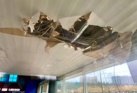 Damage to the ceiling at the Cineplex Scotiabank Theatre is seen in this photo taken on Monday, Feb. 6, 2023. Ryan Taplin - The Chronicle Herald