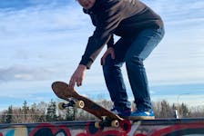 Evan Ouellett said he doesn’t get to skateboard much in January. He was lucky he did on Jan. 30. The next day it was -5C and snowing. CONTRIBUTED