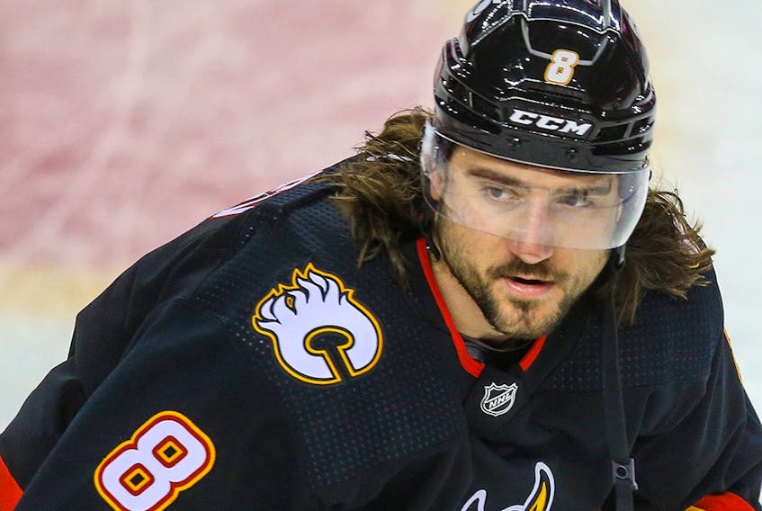  Calgary Flames defenceman Chris Tanev was injured during the Jan. 23 game against the Columbus Blue Jackets.