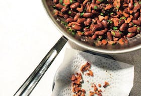 Bacon and red wine-braised kidney beans from Cook What You Have by Christopher Kimball.