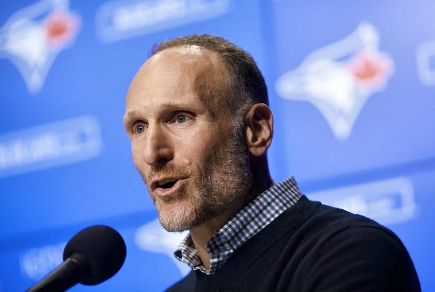 Toronto Blue Jays president Mark Shapiro is seen during a press conference in Toronto, Friday, Dec. 27, 2019. 