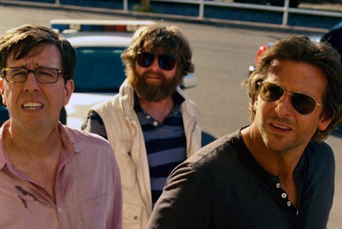 L-r) ED HELMS as Stu, ZACH GALIFIANAKIS as Alan, and BRADLEY COOPER as Phil in Warner Bros. Picturesâ€™ and Legendary Picturesâ€™ comedy â€œTHE HANGOVER PART III,â€ a Warner Bros. Pictures release.