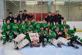 The Alberton-based Western Regals won the under-18 AAA championship banner at the 46th Spud minor hockey tournament at MacLauchlan Arena in Charlottetown on Feb. 5. The Regals edged the Mid-Isle Matrix 4-3 in the championship game at MacLauchlan Arena. Western team members are, front row, from left, Landon MacKinnon, Edmund Perry, Matt Hackett, Noah Phillips, Cole Echlin, Reece Gallant, Beau Dawson and Denver Arsenault. Second row, from left, are Cam Schurman, Riley Gallant, Travis Wedge, Aiden Arsenault, Grayson Arsenault, Max Gamble, Kale Wood, Ben Milligan, Griffin Ryan, Cole Atkinson, Patrick Shea and Ethan Gallant. Back row, from left, are coaches William Tuplin, Connor Morrissey, Keaton Horne, Curklan Fraser and Jake Getson. Jason Simmonds • The Guardian