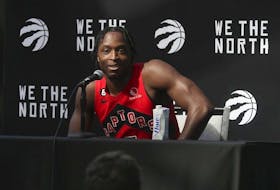 Toronto Raptors guard OG Anunoby speaks to the media about the upcoming season  on Monday September 26, 2022.  