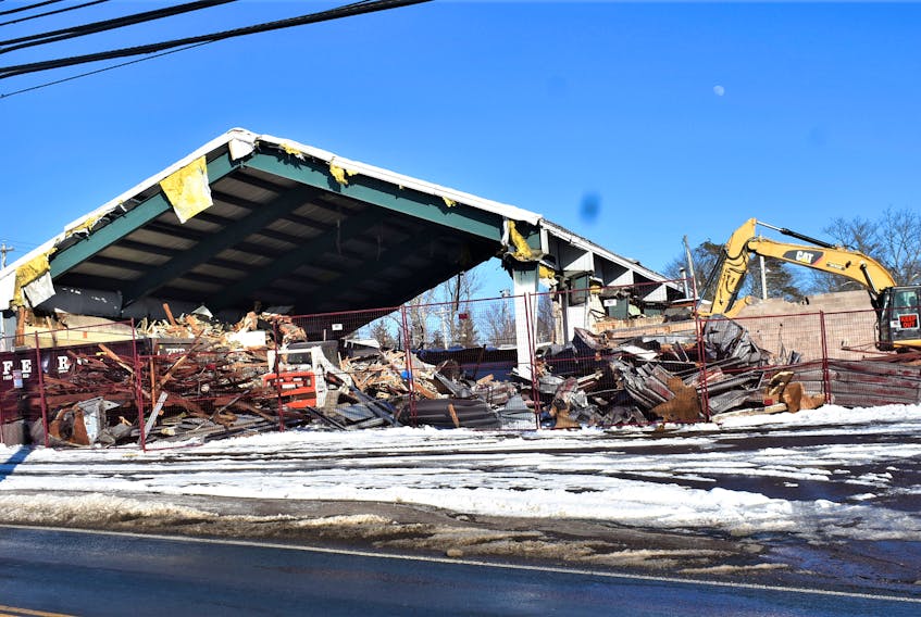 The former Cavanaugh’s Food Market building being torn down last week as a result of damaged inflicted by Hurricane Fiona in September. Perched on a hill for those coming over the Salmon River Bridge and through the subway train tunnel, the iconic Bible Hill business was the perfect welcome to the community. Richard MacKenzie