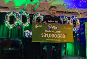 It was the happiest of birthdays for Marie McCarthy when a ticket given to her as a present turned out to be the winner of a $31 million Lotto Max jackpot. The prize win was made official on Thursday in Sydney. GREG MCNEIL/CAPE BRETON POST