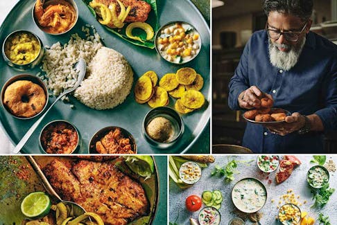Clockwise from top left: Joe Thottungal's Off to Sea thali inspired by his Keralan upbringing, vada, raitas and fried tilapia. PHOTOS BY CHRISTIAN LALONDE