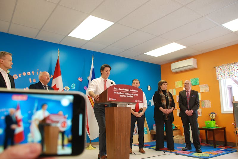 During a stop at a daycare in central Newfoundland, Prime Minister Justin Trudeau announced an increase in pay for early childhood educators. - Barb Dean-Simmons/SaltWire
