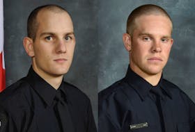 Edmonton police officers Const. Travis Jordan, 35, and Const. Brett Ryan, 30, were killed responding to a domestic dispute on Thursday, March 16, 2023. - Edmonton Police Service handouts