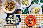 Clockwise from top left: honey drop dumplings, fragrant herb pierogi, lamb barley knysze, and fragrant herb pierogi in the making. PHOTOS BY OLA O. SMIT  