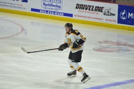 P.E.I.’s Austin Arsenault scores in OT for Campbellton Tigers vs. Summerside Western Capitals in MHL playoffs