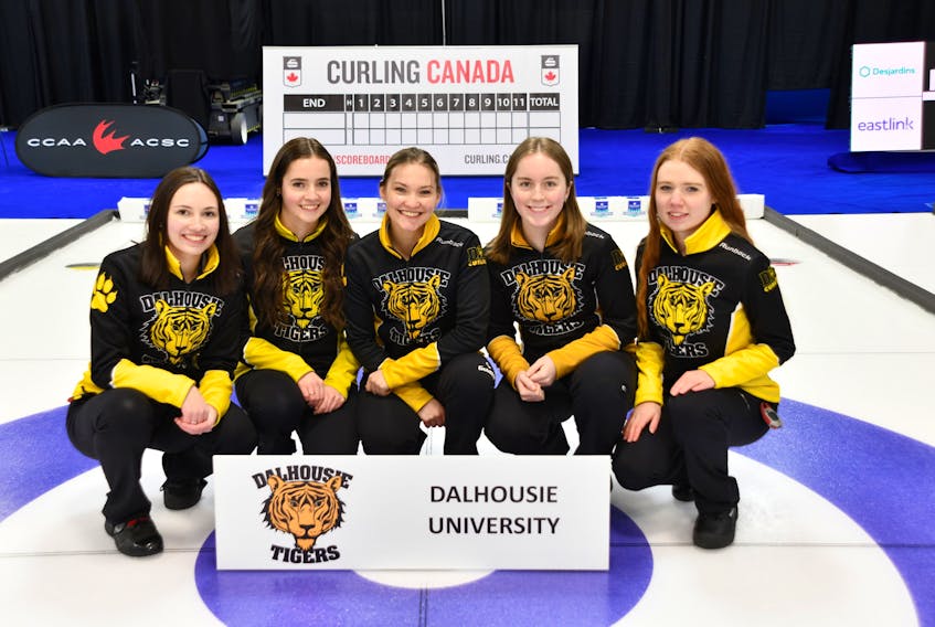 The Dalhousie Tigers women's curling team of Marin Callaghan, third Allyson MacNutt, second Lindsey Burgess,  lead Grace McCusker and fifth Natasha Fortin won the silver medal at the U Sports championships in Sudbury, Ont., on Sunday. - Contributed