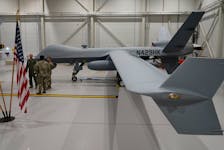 FILE PHOTO: A U.S. Air Force MQ-9 Reaper drone sits in a hanger at Amari Air Base, Estonia, July 1, 2020.  U.S. unmanned aircraft are deployed in Estonia to support NATO's intelligence gathering missions in the Baltics. REUTERS/Janis Laizans  A U.S. Air Force MQ-9 Reaper drone sits in a hanger at Amari Air Base, Estonia, on July 1, 2020.