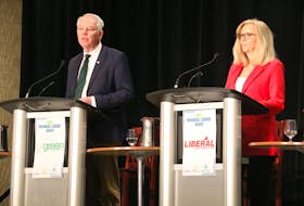 Green and Liberal Party Leaders Peter Bevan-Baker and Sharon Cameron frequently jousted during a debate of party leaders on March 21. The debate was organized by the Greater Charlottetown Area Chamber of Commerce and Downtown Charlottetown Inc... - Stu Neatby