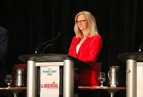 Liberal Leader Sharon Cameron takes part in a leaders' debate on March 21. - Stu Neatby