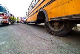 One student was taken to hospital after a school bus lost its rear axle in Mount Pearl Monday afternoon. A second student was also injured but did not go to hospital. The bus was approaching a stop sign on Munden Drive when the incident happened. The rear axle let go on one side, leaving it wedged under the bus which was tilted to one side. None of the injuries were considered serious. The RNC is investigating. 

Keith Gosse/The Telegram
