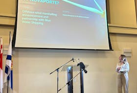Kathleen Yuchesyn, VP of Operations and Corporate Development speaks on port development at the Membertou Trade and Convention Centre on Thursday, March 23, 2023.