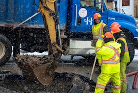 Halifax Water crews work at the scene of a water main break on Clearview Street in Spryfield in this file photo from Jan. 25, 2022.