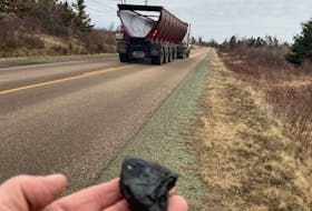 A piece of coal discovered that fell off a passing coal truck near Donkin Mine. CONTRIBUTED/CALVIN THOMAS