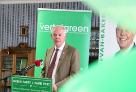 Green party Leader Peter Bevan-Baker speaks at an event at his campaign office in Clyde River on March 23. The Greens released their full platform, which contains $151 million in operational spending in the first year of a Green government. - Stu Neatby