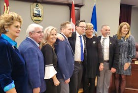 Summerside’s new mayor and council were sworn into office recently. The new administration consists of, from left, Coun. Norma McColeman, Coun. Bruce MacDougall, Coun. Barb Ramsay, Deputy Mayor Cory Snow, Mayor Dan Kutcher, Coun. Barb Gallant, Coun. Rick Morrison and Coun. Carrie Adams. Colin MacLean