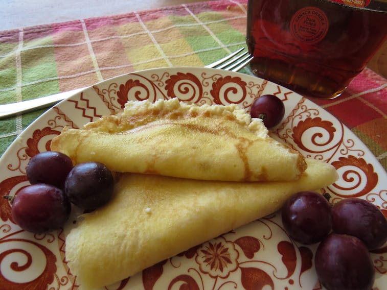 Try crepes filled with ricotta cheese and topped with maple syrup as a special sweet treat for breakfast or brunch. Contributed