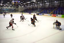 The Pictou County Crushers fought hard in their Game 4 against the Yarmouth Mariners but ultimately lost in overtime. - Adam MacInnis