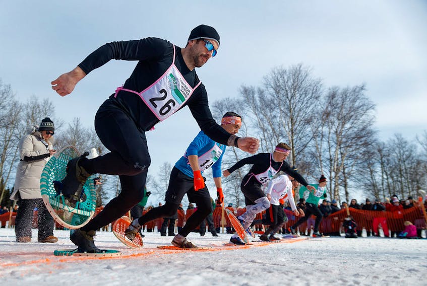 Snowshoe race competitors take off during the event at the 2023 Labrador Winter Games held from March 12-18. The provincial government has announced it is increasing it's financial contribution for the 2026 Labrador Winter Games. Labrador Winter Games photo