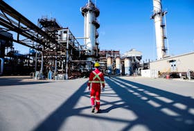 A Shell employee walks through the company's Quest Carbon Capture and Storage facility in Fort Saskatchewan, Alta., in October 2021. Reuters file photo