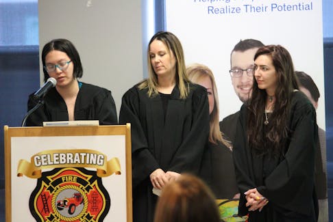 Three valedictorians were named: Stephanie Fang (left), Amber McNutt and Hayley Langille.