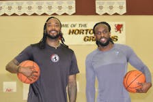 Tre Brewer, left, and Donny Moss are two members of the Valley Vipers of the new Eastern Canadian Basketball League.Jason Malloy