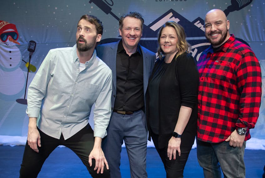 The acts of the Atlantic leg of the Snowed In Comedy Tour includes Paul Myrehaug (left), Dan Quinn, Erica Sigurdson and Peter Zedlacher.