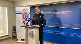 Cst. James Cadigan told reporters police made an arrest on March 2 related to a scam in the province targeting seniors.- Evan Careen/The Telegram