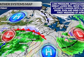 Low pressure currently approaching the Great Lakes will bring wet and windy weather to start April.