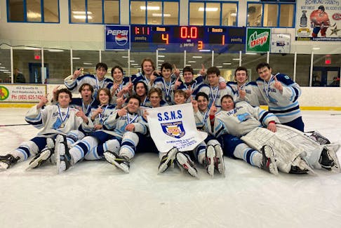 The Par-en-Bas Sharks are the 2022-2023 Division 2 SSNS high school hockey provincial champions. CONTRIBUTED
