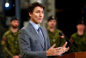 Prime Minister Justin Trudeau attends a joint news conference with European Commission President Ursula von der Leyen at CFB Kingston, Ontario, March 7, 2023.