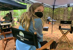 Perdida Brown on the set of the new CTV drama Sullivan’s Crossing last August. The local teen will appear in three episodes of the show which debuts later this month. Contributed