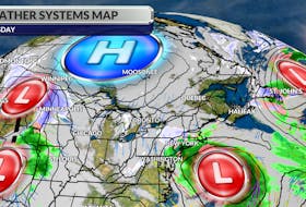 A storm will brush into Newfoundland while high pressure will lead to a fair weekend in the Maritimes, but there’s a system to watch near Colorado for next week.