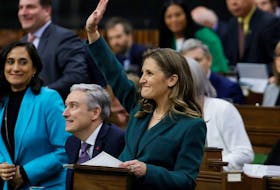 Finance Minister Chrystia Freeland presents the federal budget for fiscal year 2023-24 in Ottawa, on March 28.
