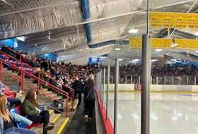 Hundreds of fans filled the Hodder Memorial Recreation Complex in Deer Lake for Games 1 and 2 of the Herder Memorial Trophy championship final over the weekend. Nicholas Mercer/The Telegram